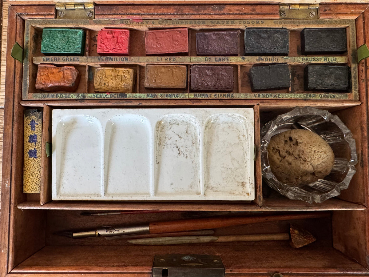 George Rowney Antique watercolour box C1890